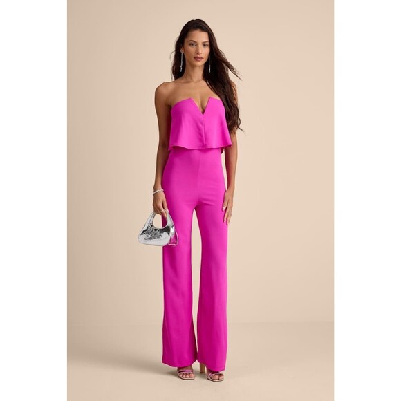 Lulus Power of Love Jumpsuit Women's XS Magenta Strapless NWOT - Picture 4 of 14